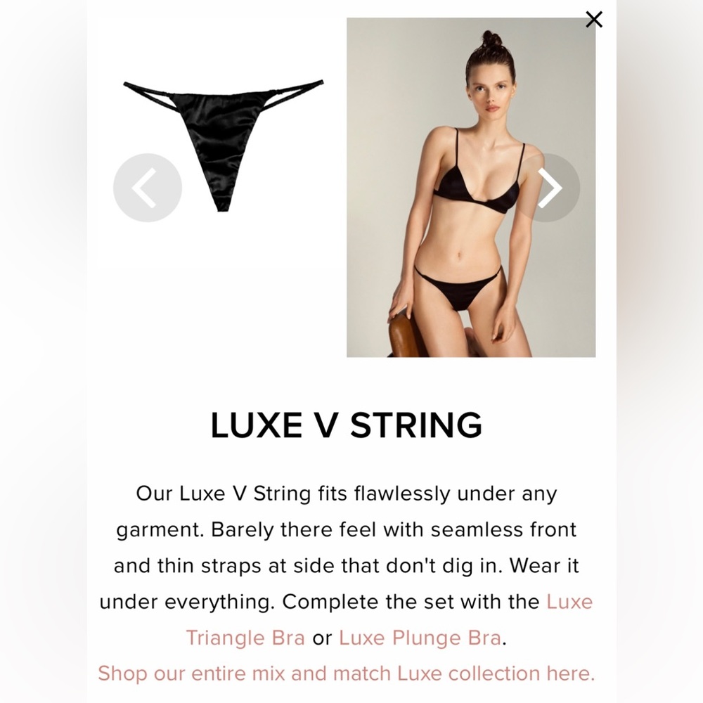 NWT - Fleur Du Mal Luxe V String - Black - Size M